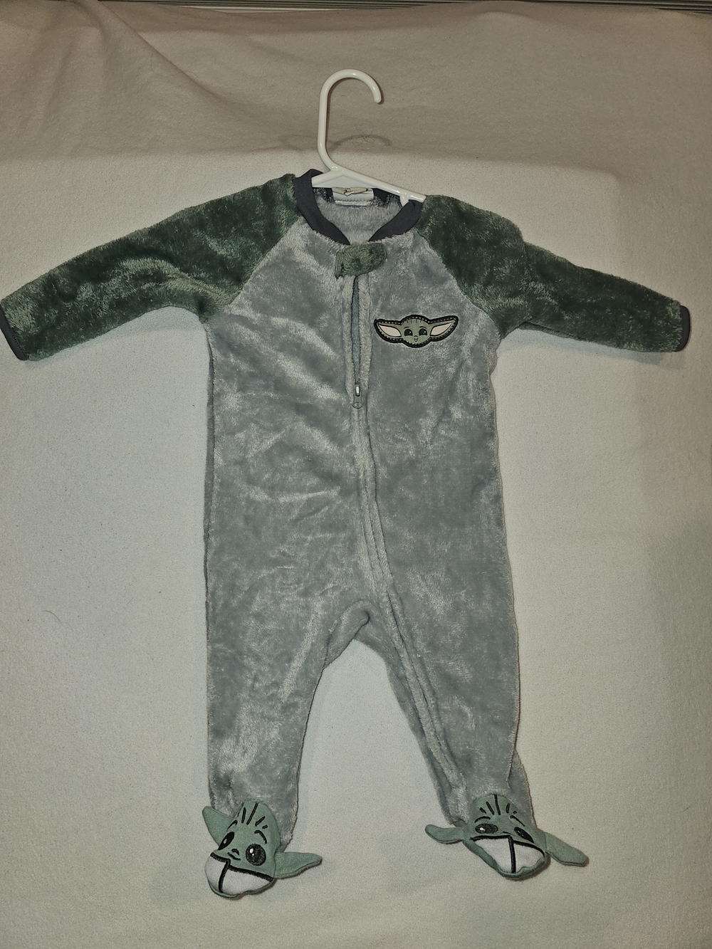 Star Wars Baby One-Piece Plush Footie in Gray and Green